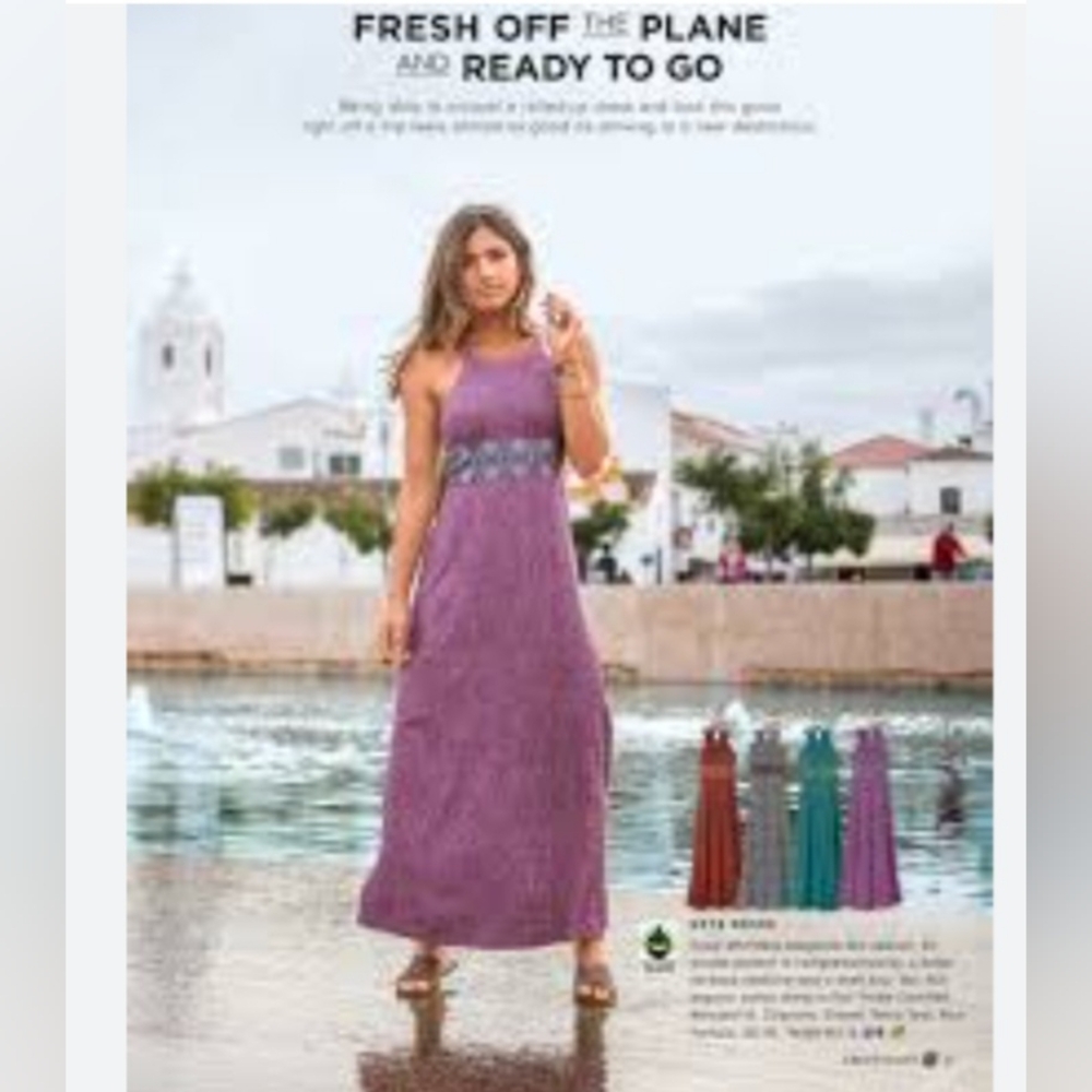 Prana Skye Dress Tribal Geo Print Maxi Purple Contrast Band Size M - Picture 4 of 7